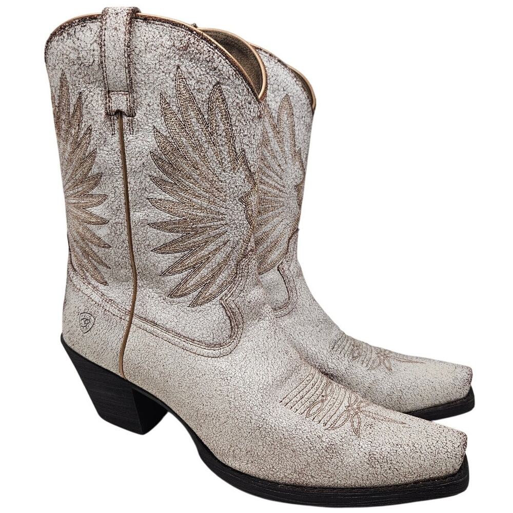 NEW Ariat 12 Goldie Distressed White Cowgirl Boot Western Leather Rodeo Boho